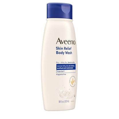 Aveeno Skin Relief Body Wash, Fragrance-Free – Gentle Daily Cleanser Safe for Kids with Dry, Sensitive or Eczema-Prone Skin