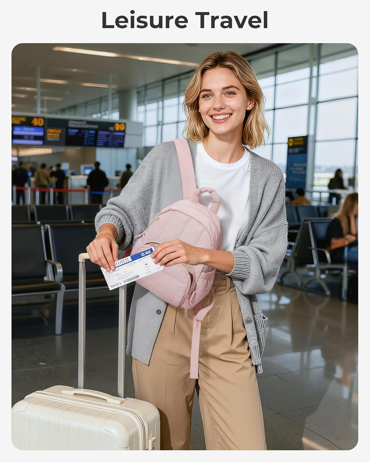 BAGSMART Quilted Small Backpack Purse – Clean-Lined Everyday Backpack for Capsule Wardrobe, Under 1 lb