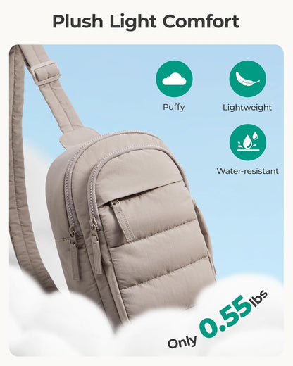 BAGSMART Small Puffer Fanny Pack for Busy Schedules, Quick-Access Crossbody for Office and Transit
