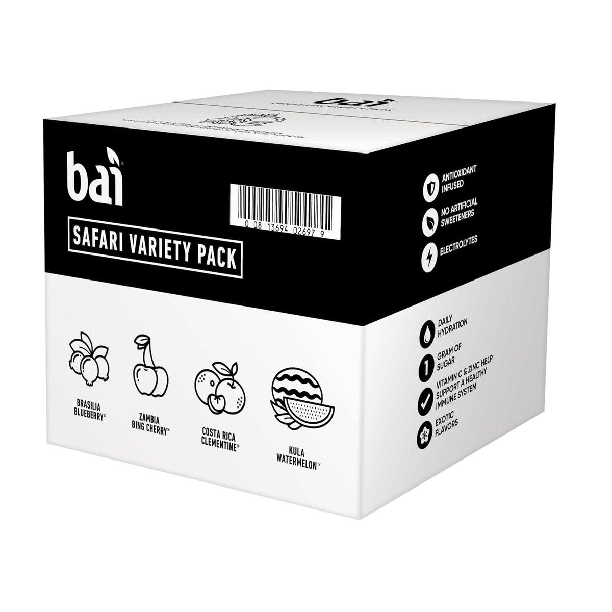 Bai Stevia Sweetened Beverage – Commute and Desk Companion Drink, Antioxidant Hydration with Gentle 55mg Caffeine Lift, 18 fl oz, 12 Pack