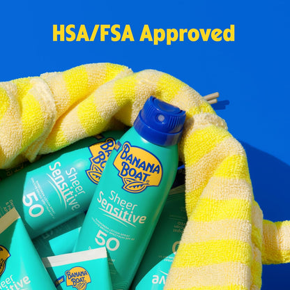 Banana Boat Sheer Sensitive Body Lotion SPF 50 – Broad-Spectrum Outdoor Sunscreen for Hiking, Camping, and Lake Days, 6oz