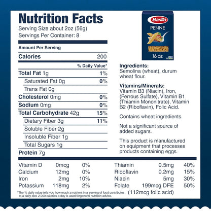 Barilla Penne Pasta, 16 oz Box – 11-12 Minute Quick-Cook Pasta for Efficient Weeknight Meal Prep