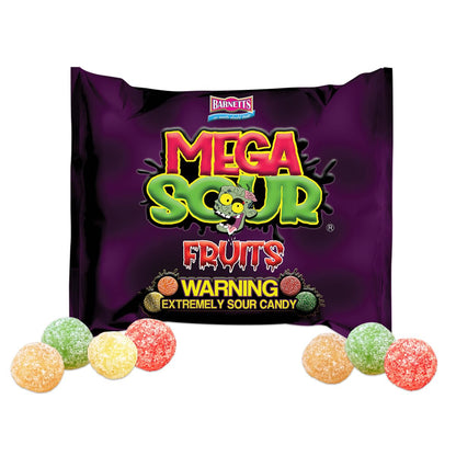 Barnetts Mega Sour Candy Fruits 104g – Premium Handmade British Boiled Sweets with 125 Year Heritage, Gift Pouch