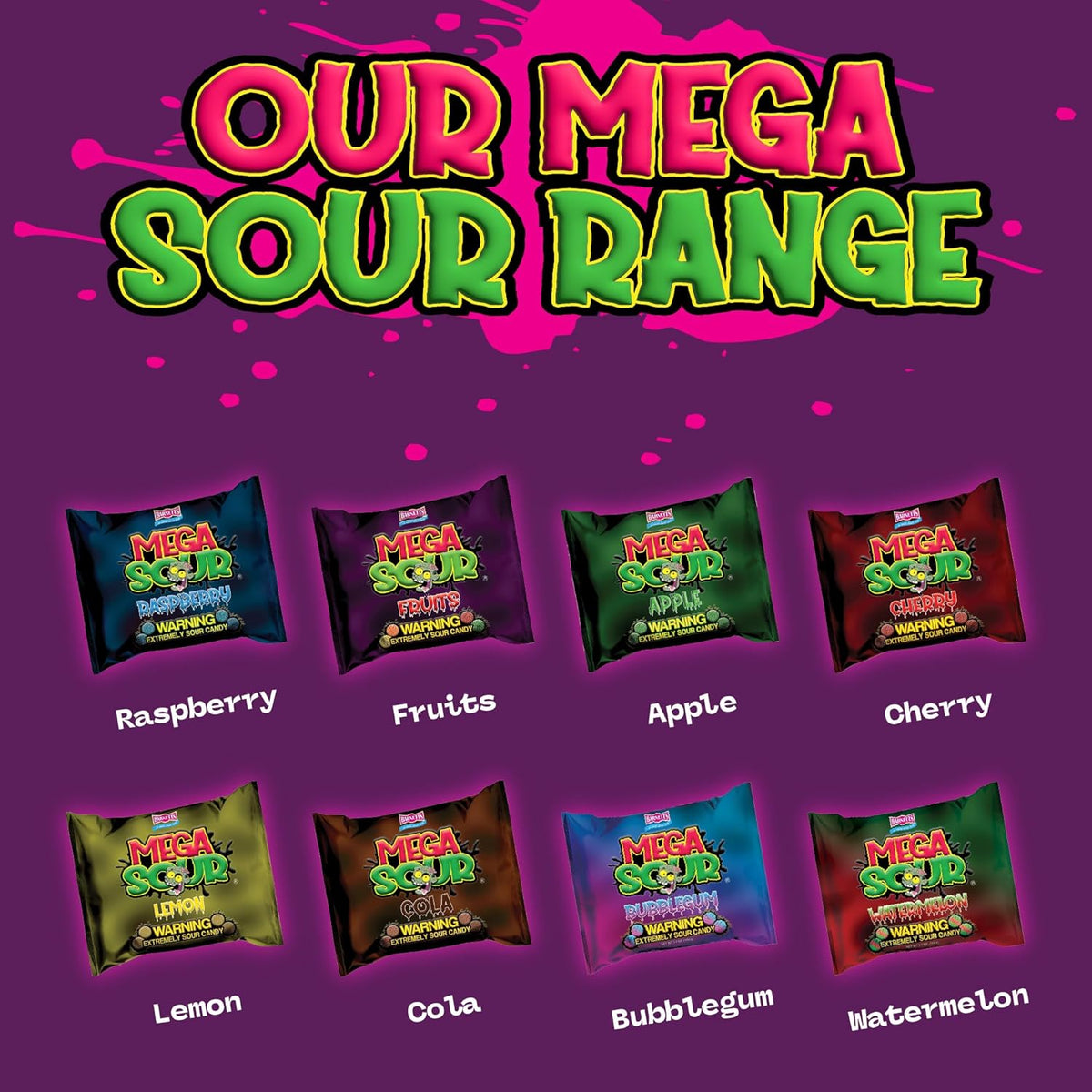 Barnetts Mega Sour Candy Fruits 104g – Premium Handmade British Boiled Sweets with 125 Year Heritage, Gift Pouch
