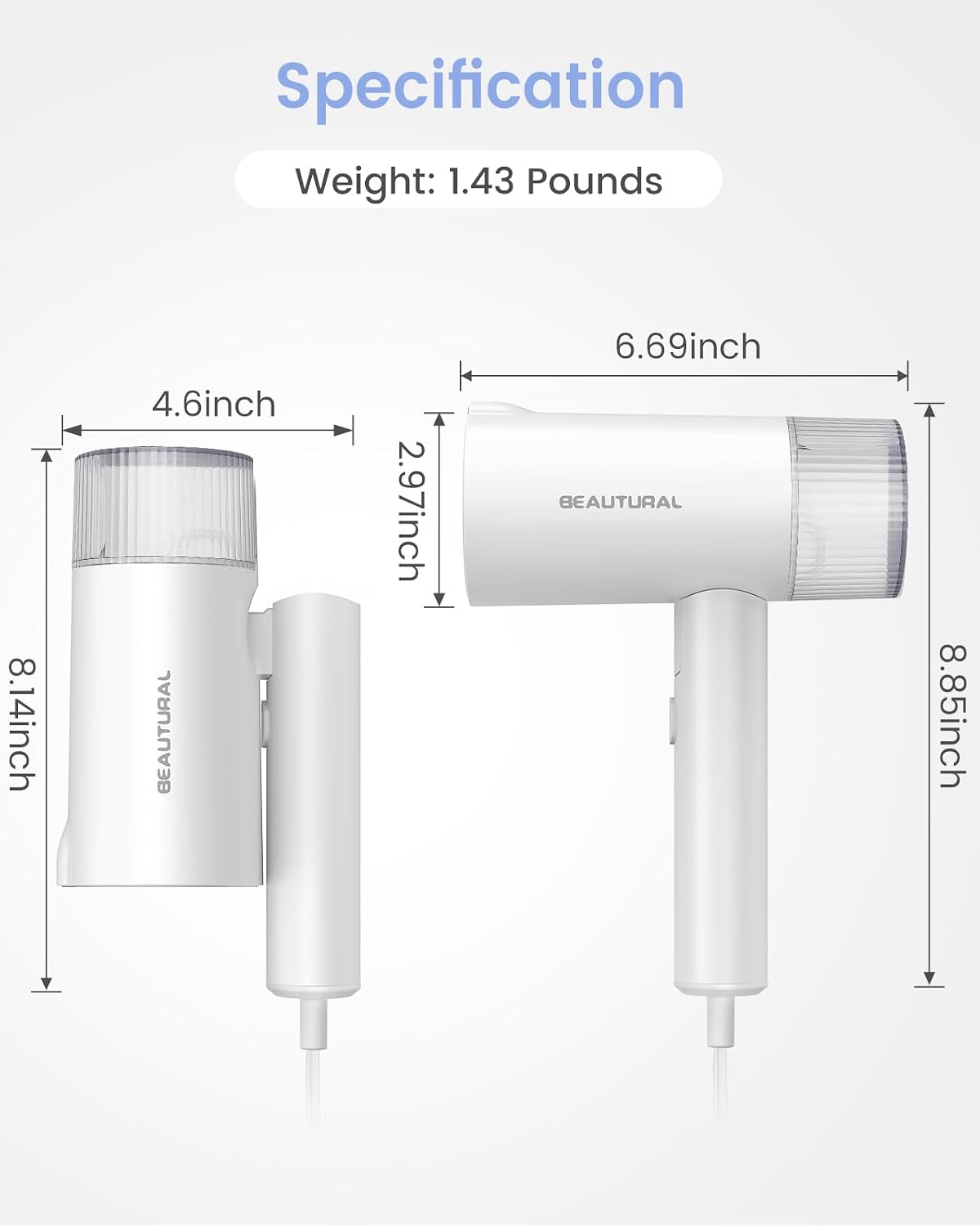 BEAUTURAL Travel Steamer for Clothes – Portable Handheld Garment Steamer for Camping, Patio and Outdoor Dining