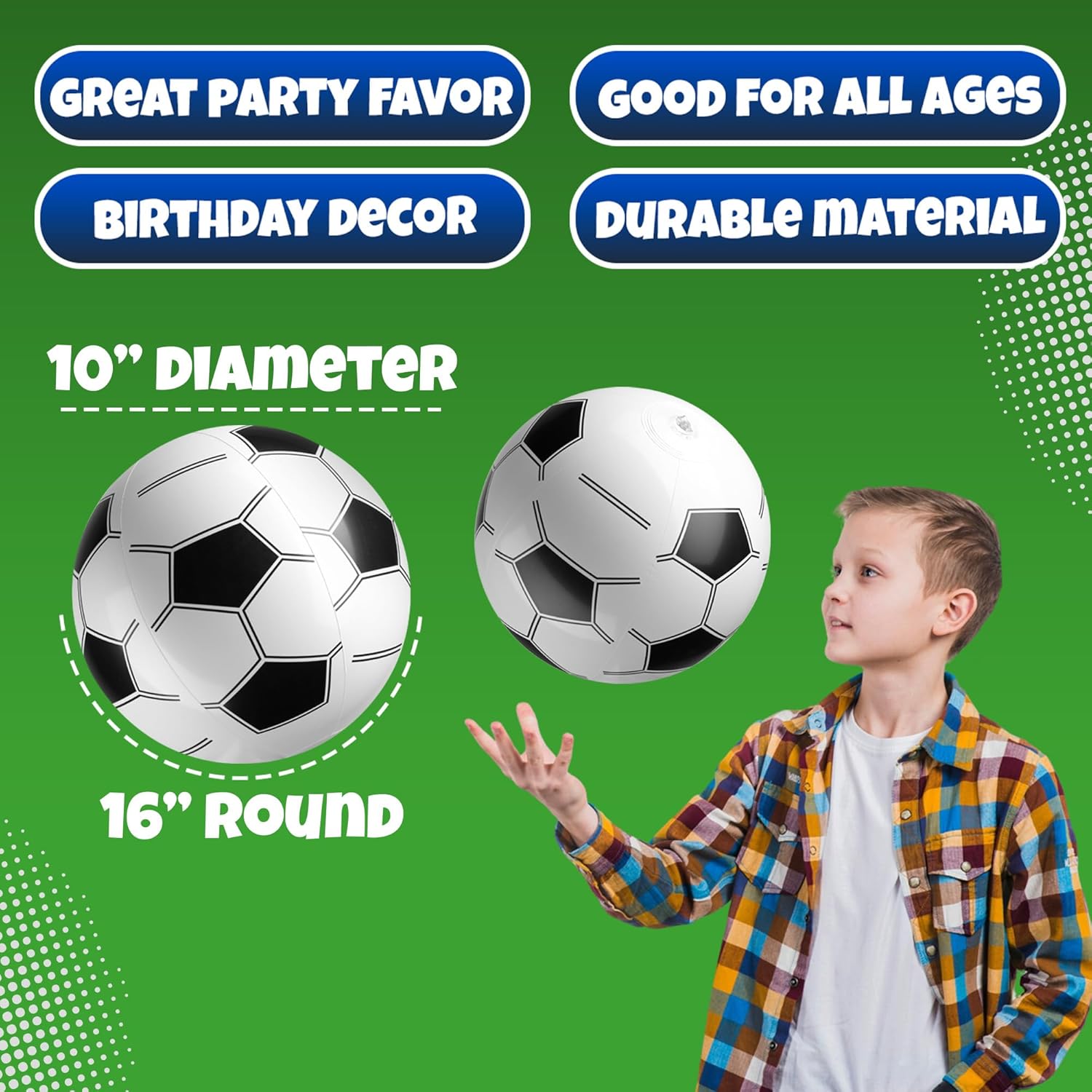 Bedwina Inflatable Soccer Balls (Pack of 12) 16-inch – Portable Beach Toys and Pool Toys for Summer Outdoor Adventures