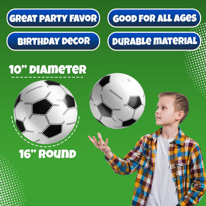 Bedwina Inflatable Soccer Balls (Pack of 12) 16-inch – Portable Beach Toys and Pool Toys for Summer Outdoor Adventures