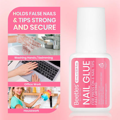 Beetles 10ML Nail Glue – Quick-Set Bond for Busy Professionals Managing Manicures Between Meetings