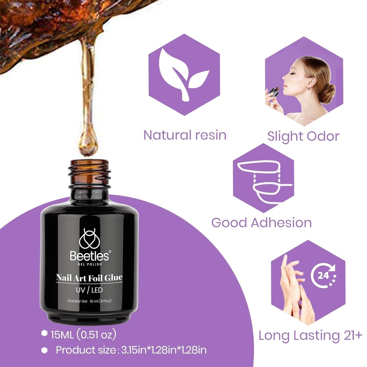 Beetles 15ml Nail Foil Glue Gel – Salon Workstation Efficiency Booster, Soak-Off Transfer Gel for Faster Nail Art Services
