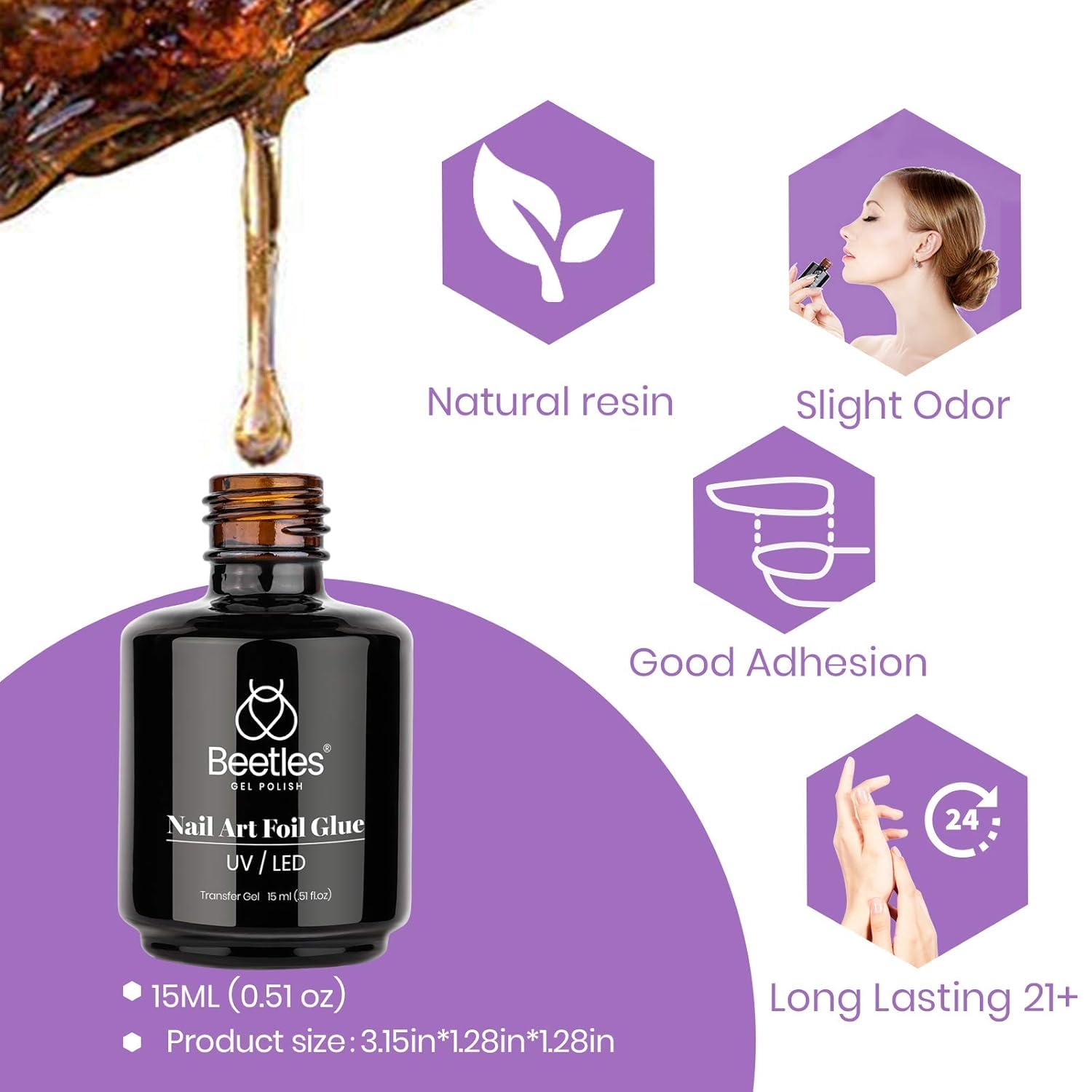 Beetles 15ml Nail Foil Glue Gel – Salon Workstation Efficiency Booster, Soak-Off Transfer Gel for Faster Nail Art Services