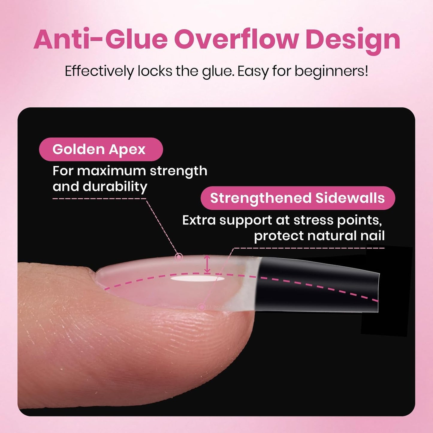 Beetles Gel Nail Tips Flat-X – Premium Coffin Press-On Nail Extensions Crafted with PMMA, Salon-Quality 4-Week Hold for the Connoisseur