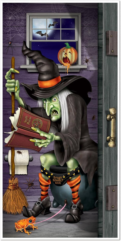 Beistle Skeleton Restroom Door Cover Party Accessory for Covered Porch Halloween Display Setup