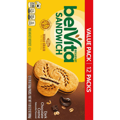 belVita Breakfast Sandwich Bars – Affordable Study Snack for the Dorm and Library, 12-Pack
