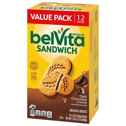 belVita Breakfast Sandwich Bars – Affordable Study Snack for the Dorm and Library, 12-Pack