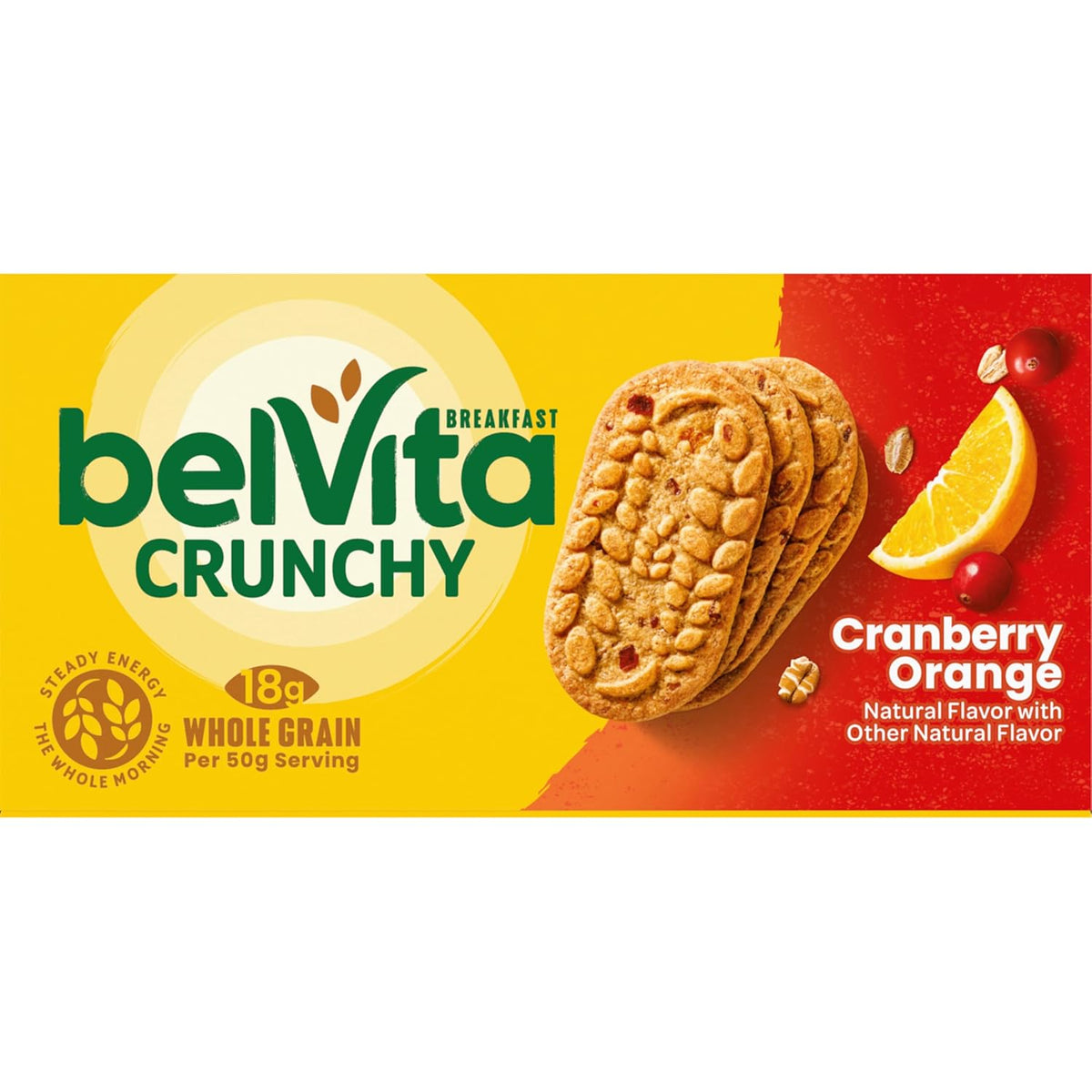belVita Cranberry Orange Breakfast Biscuits – Road Trip Snack That Travels Without Refrigeration, 8 Packs of 4