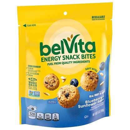 belVita Energy Snack Bites Blueberry Sunflower Seed – Lunchbox Add-On for School Day Mornings