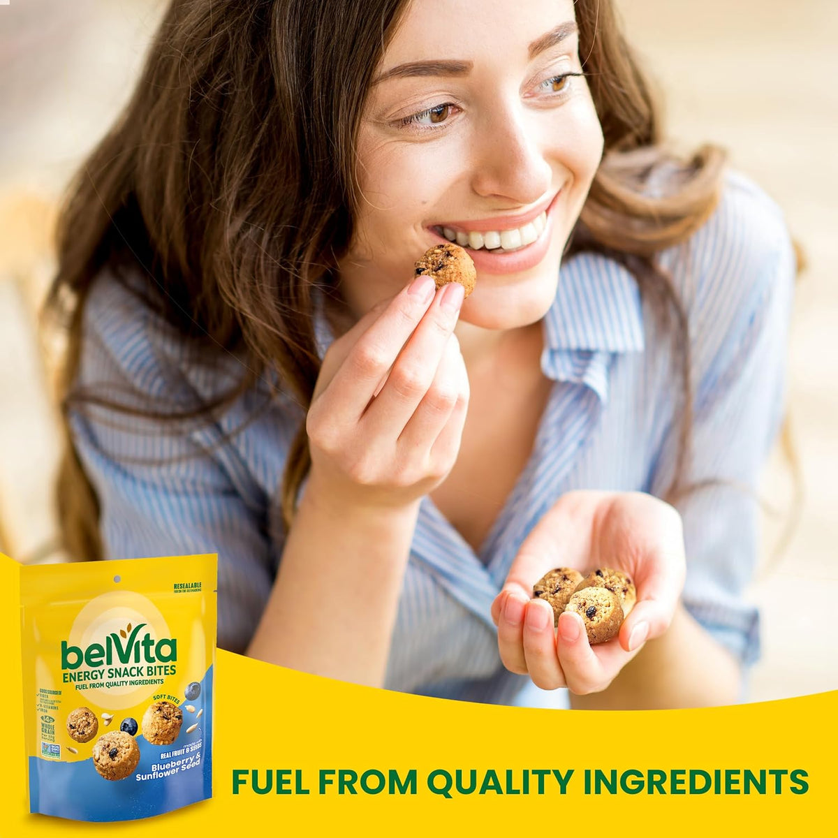 belVita Energy Snack Bites Blueberry Sunflower Seed – Lunchbox Add-On for School Day Mornings