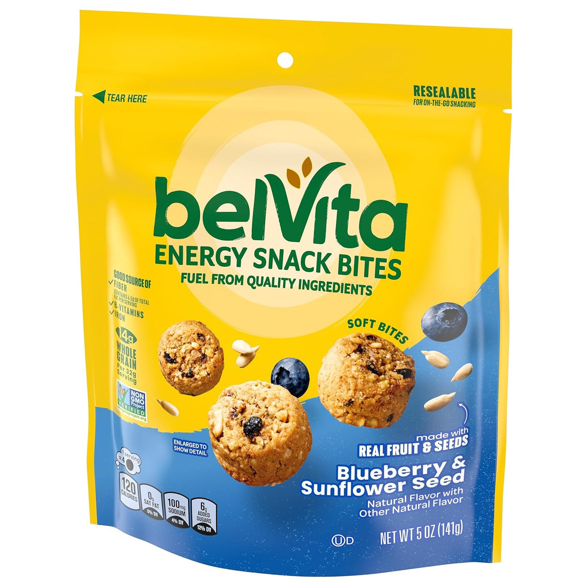 belVita Energy Snack Bites Blueberry Sunflower Seed – Lunchbox Add-On for School Day Mornings