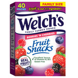 Welch's Fruit Snacks Berries 'N Cherries – Lunchbox Snack Pack for Kids' School Meals, 40 Single-Serve 0.8 oz Bags