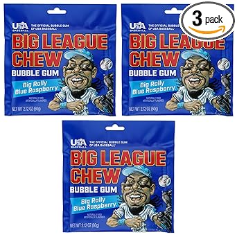 Big League Chew Cotton Candy Bubble Gum 3-Pack - Low-Calorie Fat-Free Chewing Gum for Active Lifestyle and Training Days