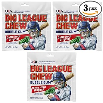 Big League Chew Cotton Candy Bubble Gum 3-Pack - Low-Calorie Fat-Free Chewing Gum for Active Lifestyle and Training Days
