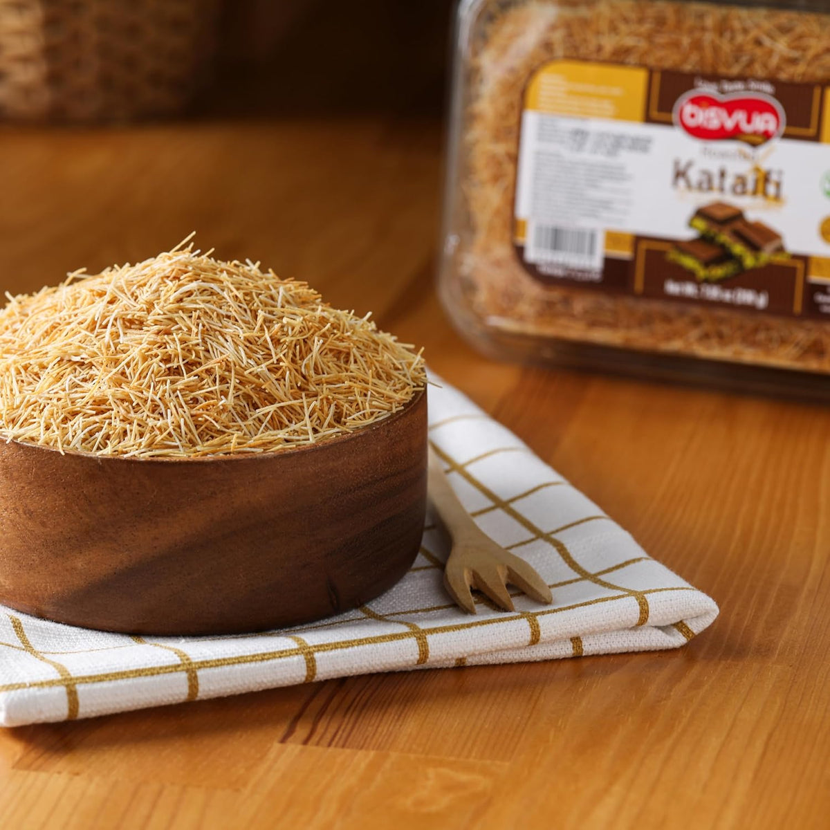 BISVUA Roasted Kataifi 200g – Ready-to-Use Shredded Phyllo Dough for Quick Dubai Chocolate Bar Content & Recipe Testing