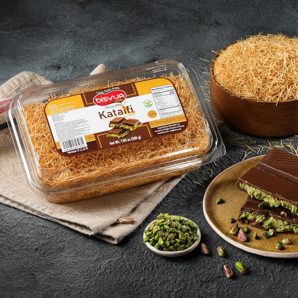 BISVUA Roasted Kataifi 200g – Ready-to-Use Shredded Phyllo Dough for Quick Dubai Chocolate Bar Content & Recipe Testing