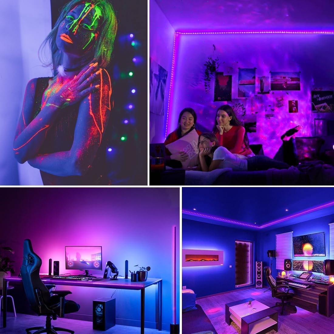 Black Light Strips for Glow Party – Unique Birthday Gift for Teen Girls and Boys, UV LED Room Decor with Remote