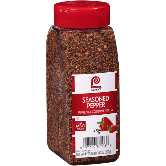 blend of black pepper, red bell peppers, sugar, and spices including paprika