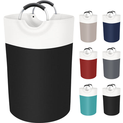 BlissTotes 75L Laundry Basket, Freestanding Laundry Hamper, Collapsible Dirty Clothes Hamper, Waterproof Fabric with Foam Protected Aluminum Handles for College, Dorm, Family (Black)