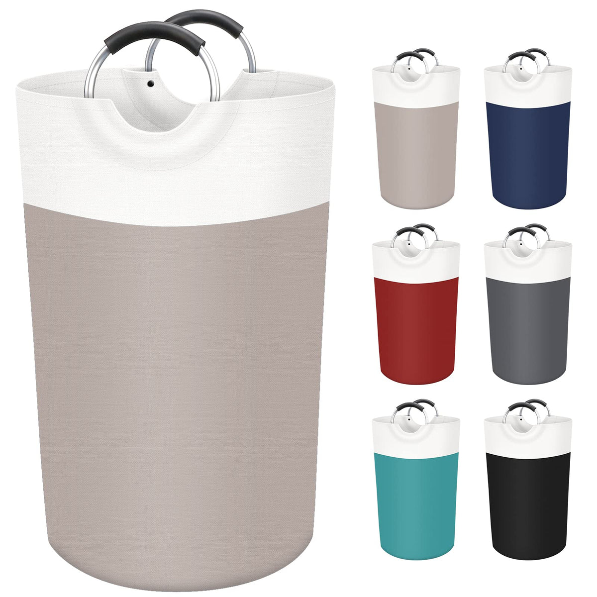 BlissTotes 90L Laundry Basket, Freestanding Laundry Hamper, Collapsible Dirty Clothes Hamper, Waterproof Fabric with Foam Protected Aluminum Handles for College, Dorm, Family (Brown)