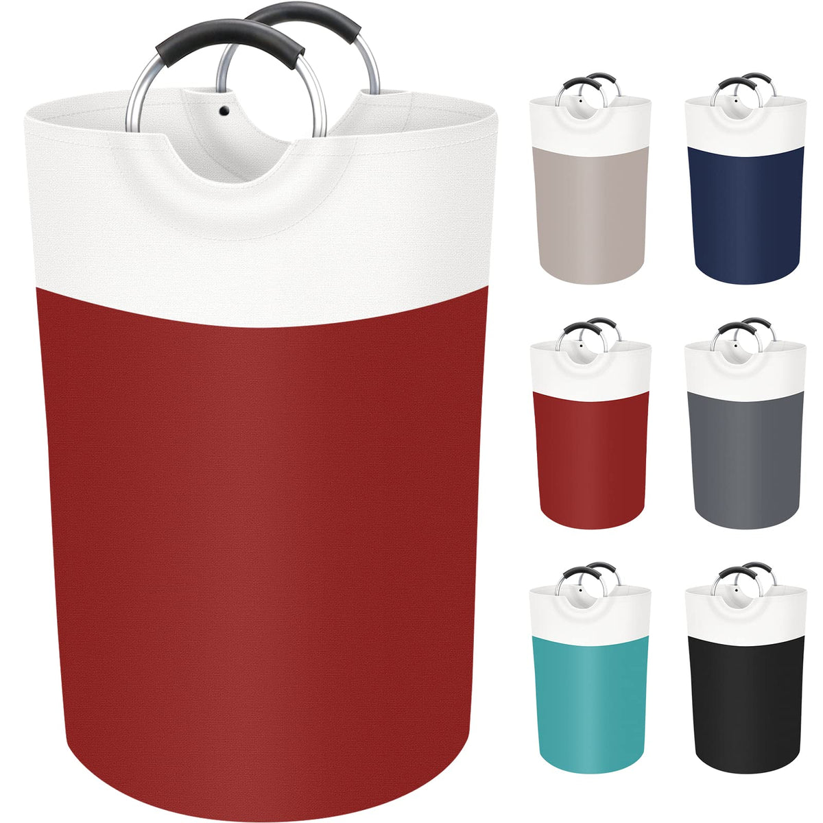 BlissTotes Laundry Basket, Laundry Hamper, Collapsible Laundry Baskets, Dirty Clothes Hamper, Waterproof Laundry Basket with Foam Protected Aluminum Handles for College Dorm, Family 75L (Red)