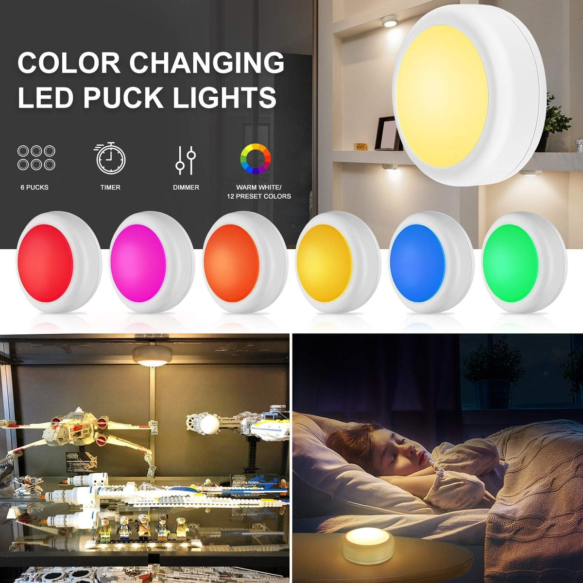 BLS LED Puck Lights — Flameless Night Lighting for Stairways and Dark Hallways