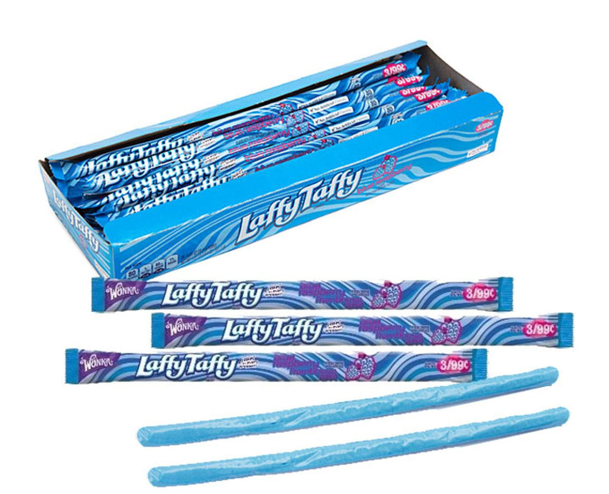 blue raspberry flavored chewy taffy rope format