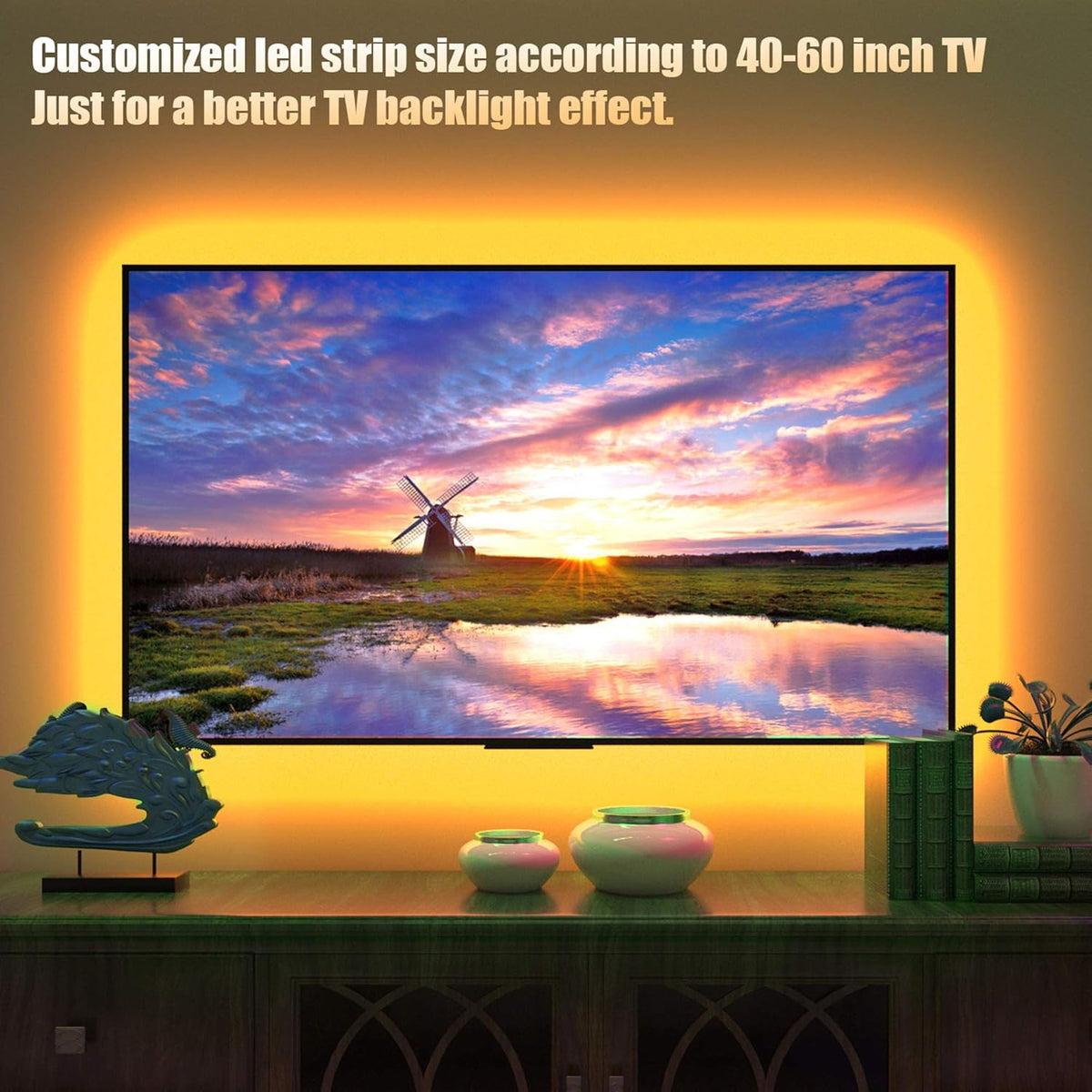 bluetooth app control offering 16 million colors, 213 dynamic modes, mic sync, and on/off scheduling