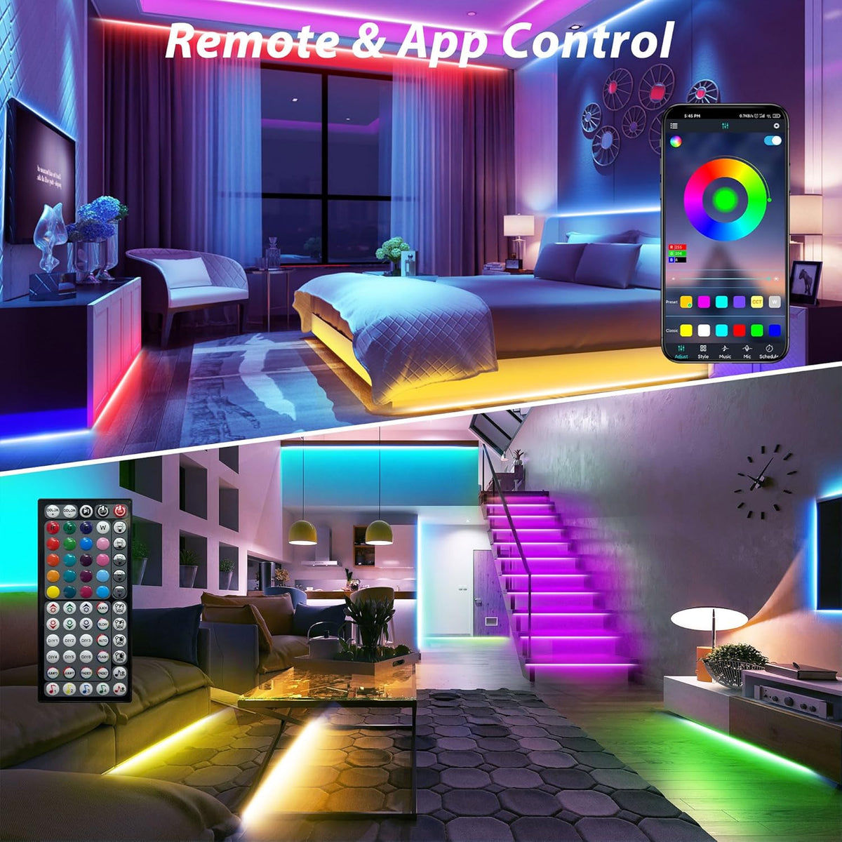 bluetooth app control plus included ir remote control