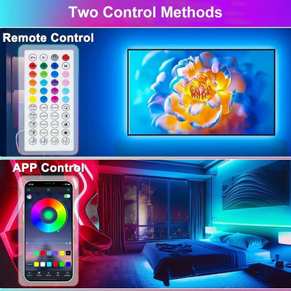 bluetooth app control plus included ir remote with color, mode, and brightness settings