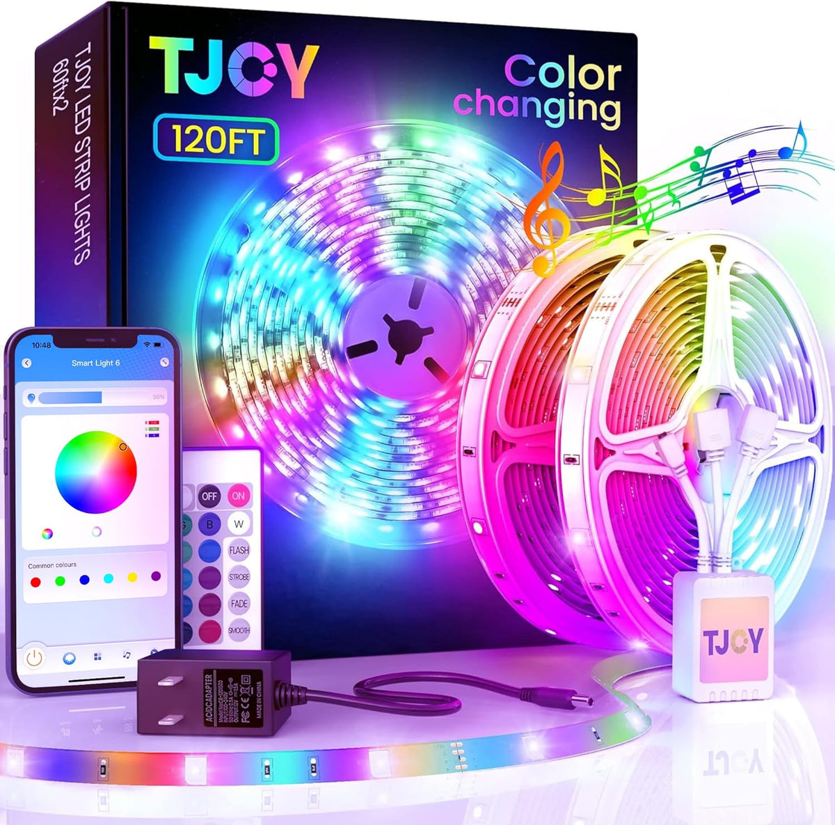bluetooth app control with 16 million colors and 22 dynamic modes