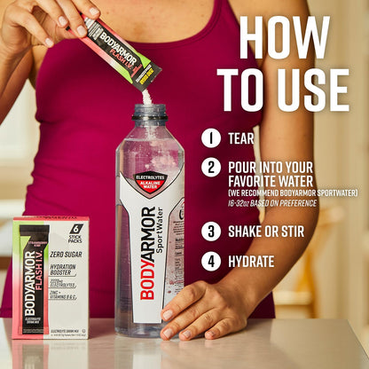 BODYARMOR Flash IV Electrolyte Packets – Desk Hydration for Focused Afternoons, Zero Sugar Focus Support Sticks