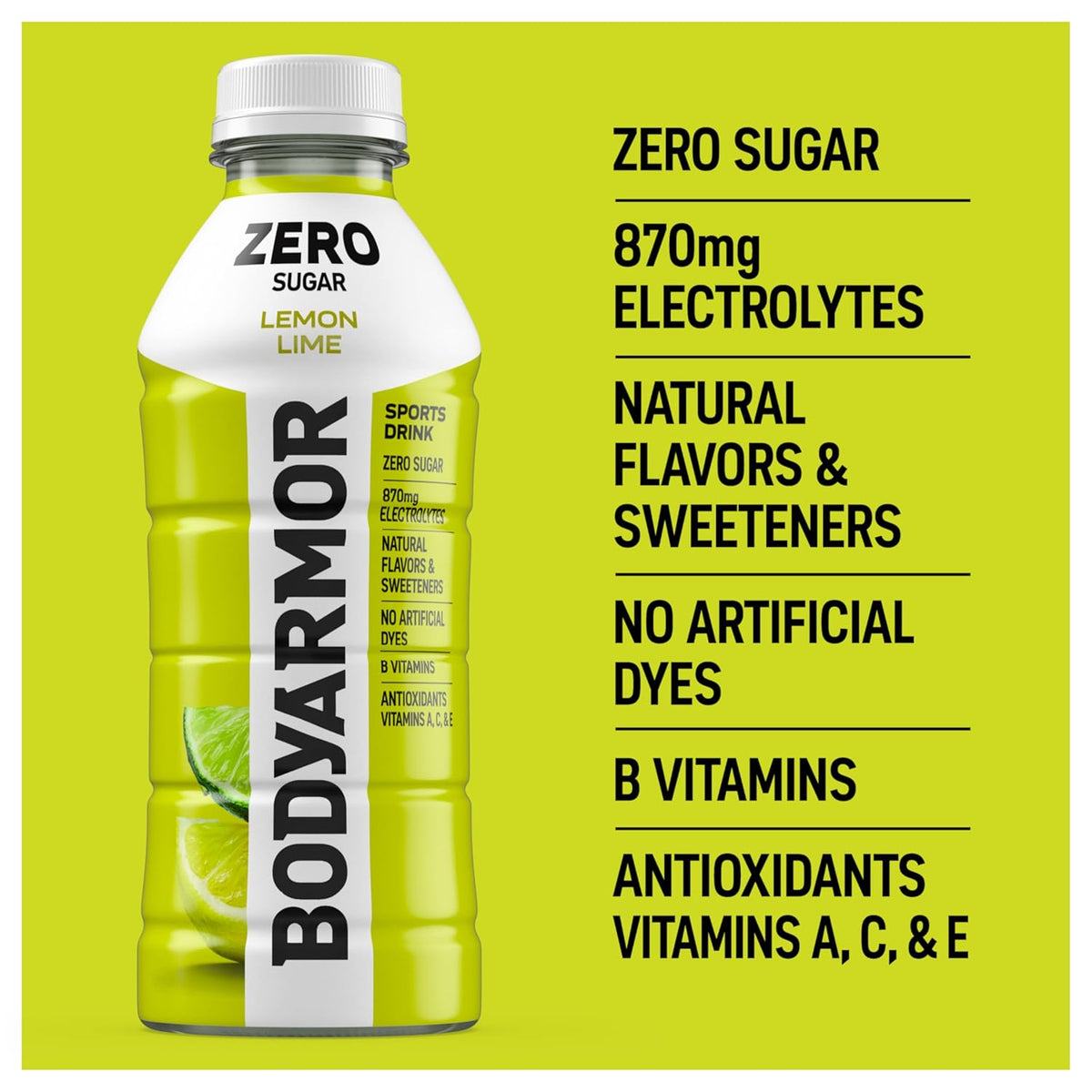BODYARMOR ZERO Sugar Lemon Lime – Afternoon Desk Hydration for Focused Remote Work and Study Sessions