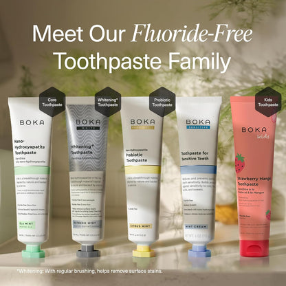 Boka Fluoride Free Toothpaste for Kids and Adults – Safe Family Toothpaste for Shared Bathroom Routines, Citrus Mint