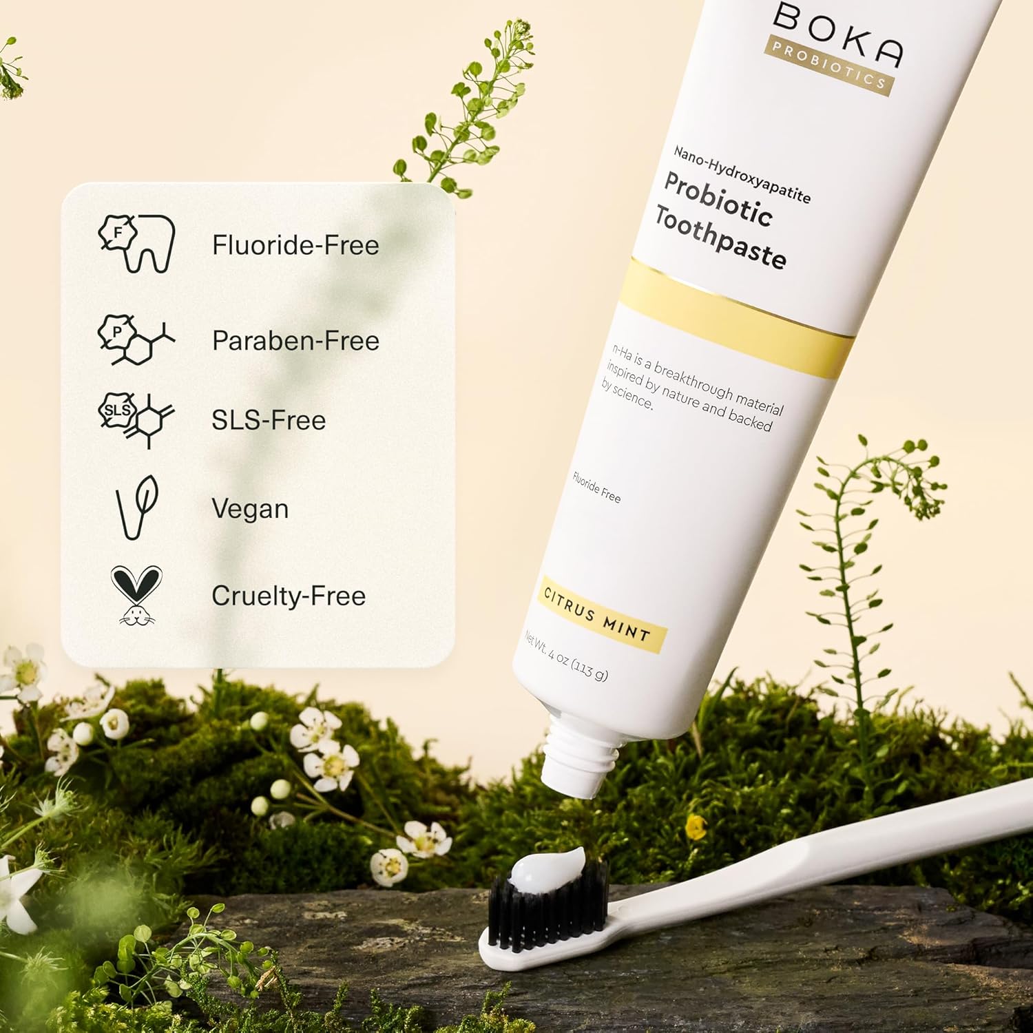 Boka Fluoride Free Toothpaste for Kids and Adults – Safe Family Toothpaste for Shared Bathroom Routines, Citrus Mint