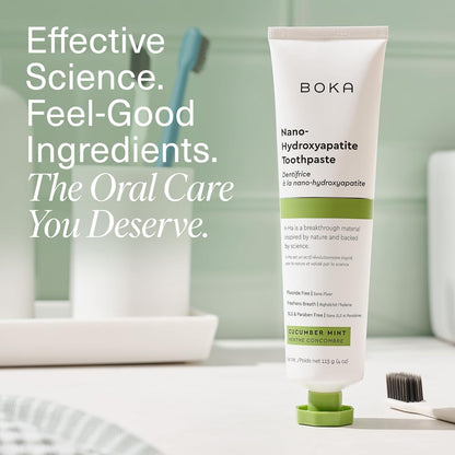 Boka Fluoride Free Toothpaste – Safe Swallow-Friendly Paste for Kids and Family Bathroom, Nano Hydroxyapatite Care