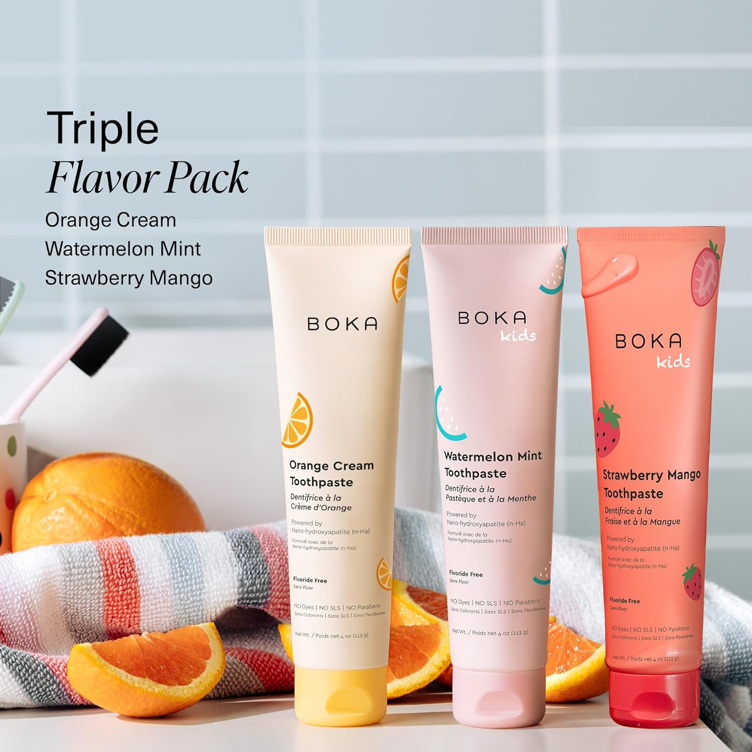 Boka Kids' Toothpaste Variety 3-Pack – Delightful Birthday Gift for Picky Brushers & Health-Conscious Families