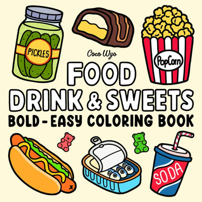 Bold Easy Coloring Book for Adults and Kids – Understated, Modern Food Art for Calm and Focused Coloring