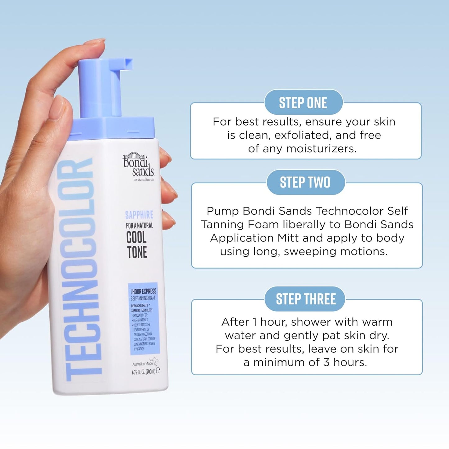 Bondi Sands Technocolor 1-Hour Express Foam – Clean, Simple Self-Tan with Intuitive Color Guide