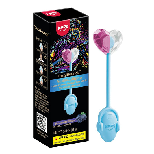 bone conduction technology embedded in the lollipop for audio playback through the mouth
