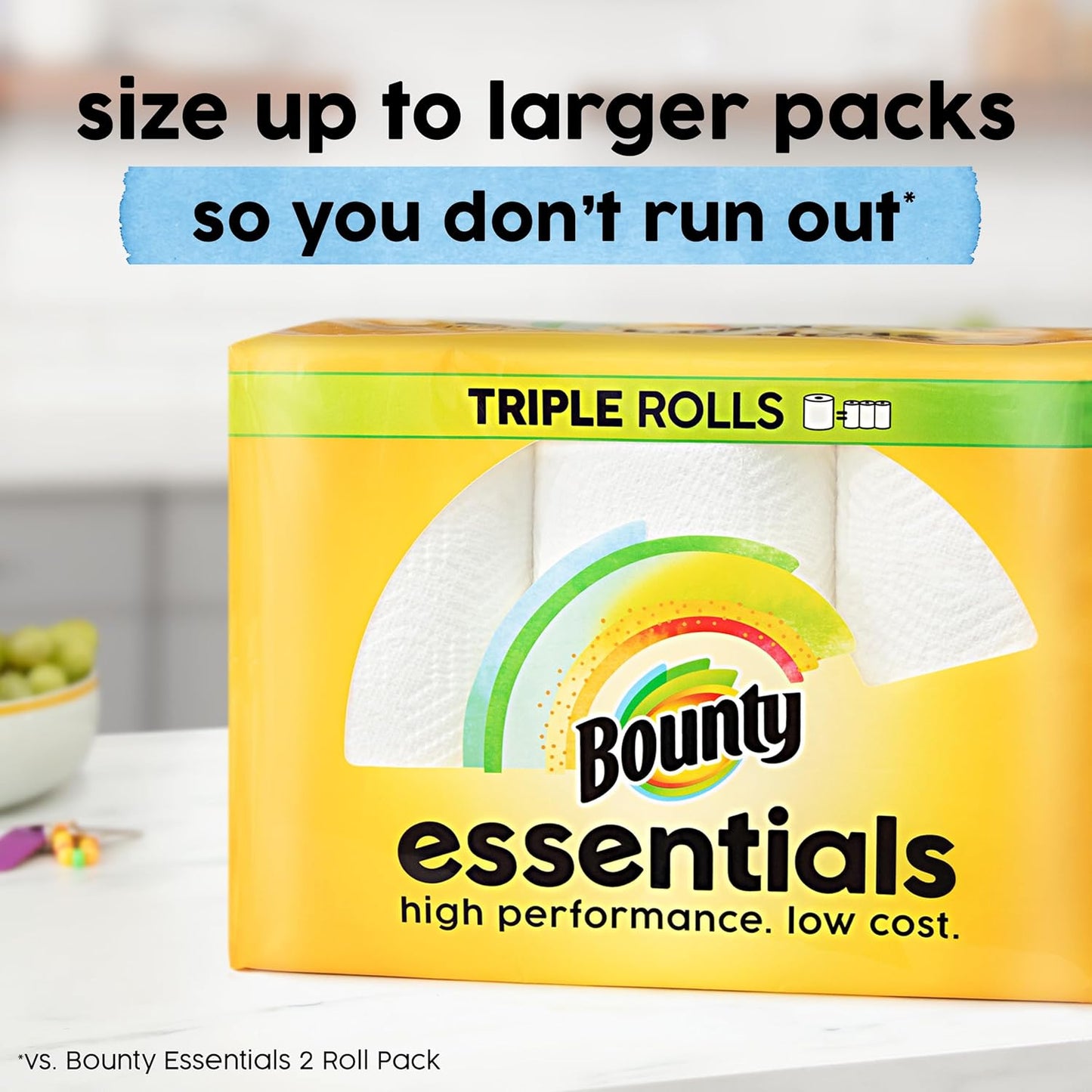 Bounty Essentials Select-A-Size Paper Towels – Family-Safe Cleanup for Kids' Mealtimes, 6 Pack