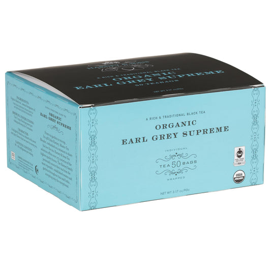 box of 50 organic black tea tea bags (with a pack of 2 option totaling 100 bags)