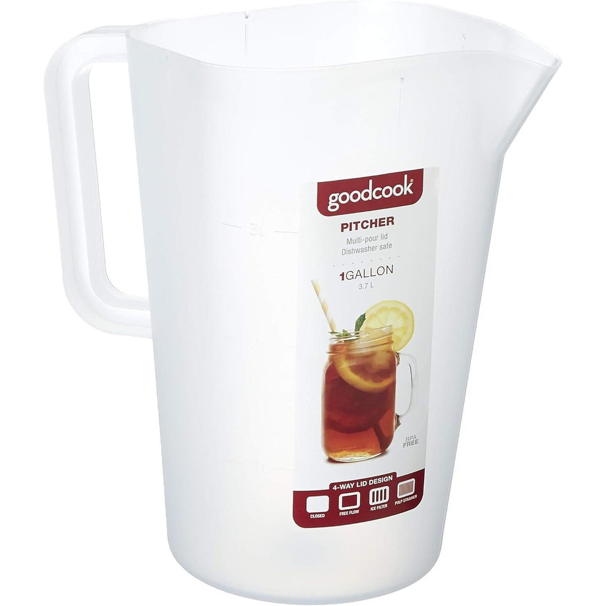 bpa-free, shatter-resistant plastic body with clear and red finish